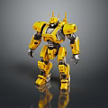 Game Movie Character Yellow Robot With Detailed Mechanical Design Standing Pose