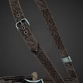 Leather Straps With Metal Buckles Chain And Leather Pouch For Utility Gear 3d model