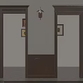 Wooden Door Frames With Wainscoting Wall Lamp Framed Art And Green Plant