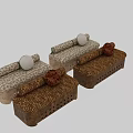 Two Seater Sofa With Perforated Cork Base And Patterned Decorative Pillows