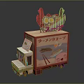 Cartoon Style Ramen Food Truck With Themed Decorations