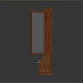 Mahogany Wood Cabinet With Open Door Mirror Panel Lower Drawer And Interior Shelves