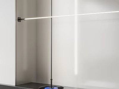 Modern Decorative Floor Lamp With Black Stand And White Wall Background 3d model