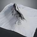 Snowy Mountain Terrain Model Featuring Sharp Peak Snow Covered Slopes And Exposed Black Rocks 3d model