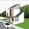 Two Story Modern Detached Villa Exterior Design With Green Plants Balcony And Wooden Elements