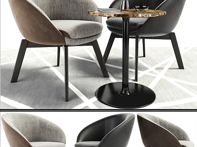 Modern Table and Chair Set With Upholstered Seats And Metal Frames 3d model