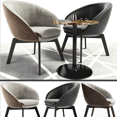 Modern Table and Chair Set With Upholstered Seats And Metal Frames 3d model