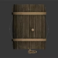 Wooden Decorative Storage Barrel With Metal Hoops Small Brass Lock And Wooden Stand