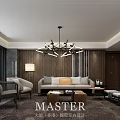 Modern Integrated Living And Dining Interior Design With Marble Finishes And Custom Display Cabinets