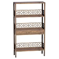 Vintage Wooden Shelf with Multiple Tiers Drawer and Openwork Design for Home Storage