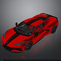 Red Two Door Sports Car With Black Stripes Sleek Design And Black Wheels