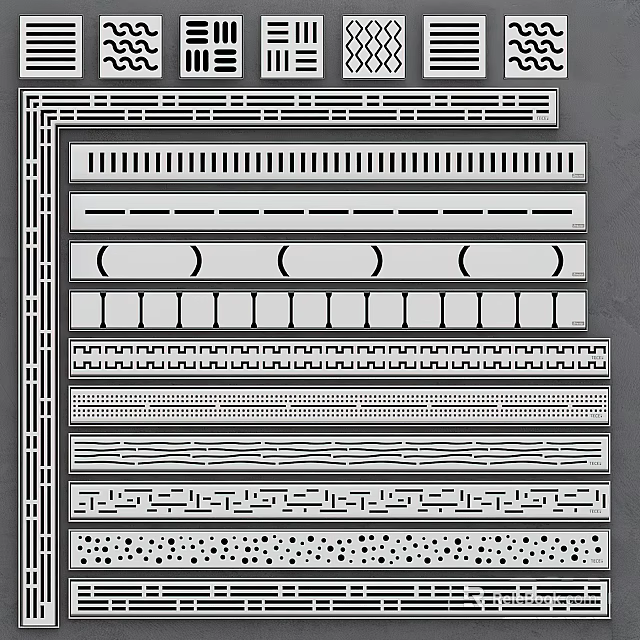 Bathroom Small Accessories With Various Decorative Strips And Multiple Pattern Styles 3d model 