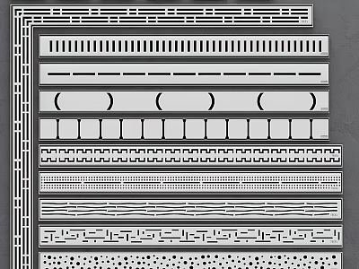 Bathroom Small Accessories With Various Decorative Strips And Multiple Pattern Styles 3d model