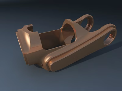 Golden Metal Mechanical Part With Curved Design And Precision Machined Holes 3d model