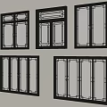 Various Casement Windows With Dark Frames And Decorative Grid Patterns Mounted On Wall