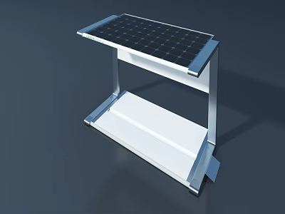 Solar Powered Household Appliance With Panel Metal Stand And White Base 3d model