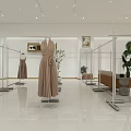 Stylish Clothing Store Interior With Mannequins Clothing Displays And Shiny Floor Reflections