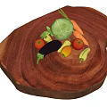 Fresh Assorted Fruits with Cherry Tomatoes and Herbs on Wooden Cutting Board