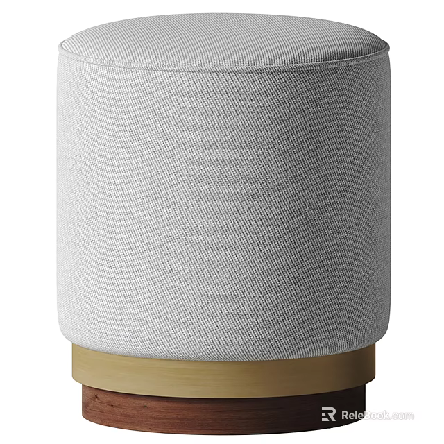 Modern White Fabric Sofa Stool With Gold Base And Minimalist Design 3d model 