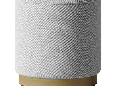 Modern White Fabric Sofa Stool With Gold Base And Minimalist Design 3d model