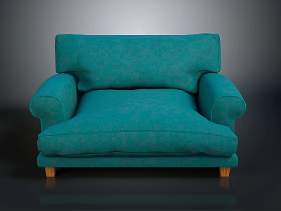 Modern Teal Single Seat Sofa With Comfortable Design And Wooden Legs 3d model