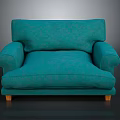 Modern Teal Single Seat Sofa With Comfortable Design And Wooden Legs