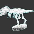 Ancient Reptile Dinosaur Skeleton Display on Museum Base with Detailed Bones