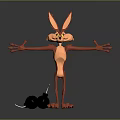 Red Animated Game Character With Large Ears Outstretched Arms And Bomb