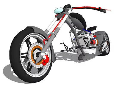 Custom Motorcycle With Red Brake Calipers Black Body And Sporty Streamlined Design 3d model