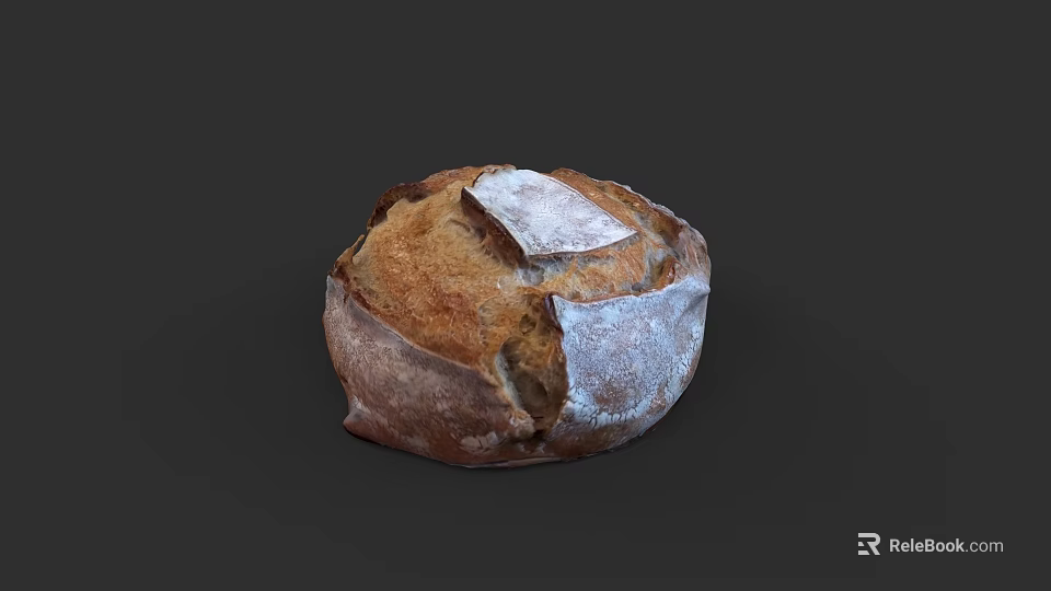 Freshly Baked Artisan Sourdough Bread With Golden Crust And Flour Dusted Top 3d model 