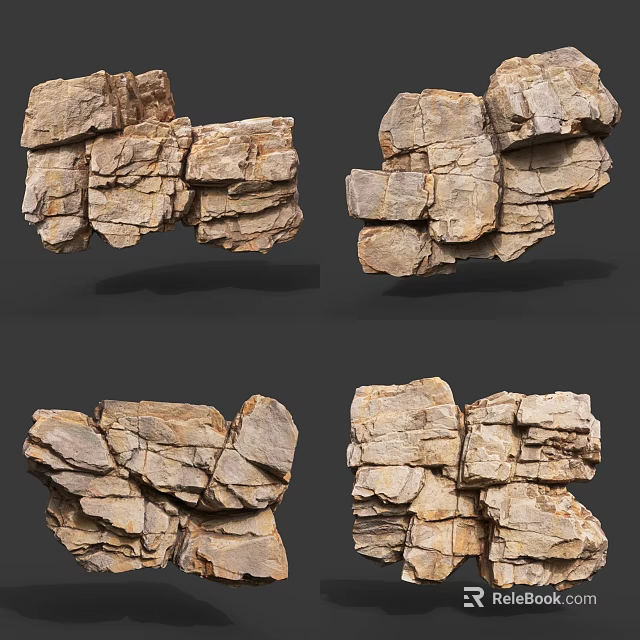 Stone Wood Decorative Blocks Featuring Natural Textured Surfaces For Home Decoration 3d model 