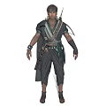 Archer Hunter Character With Arrow Quiver And Companion Creature In Dark Outfit