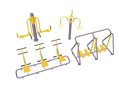 Outdoor Sports Equipment Including Walker Machines Parallel Bars And Leg Trainers For Park Workout 3d model