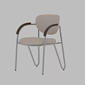 Modern Dining Chair With Striped Backrest Beige Cushion Brown Armrests And Metal Legs
