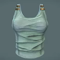 Woman Wearing Light Green Tank Top With Metallic Buckle Straps And Soft Fabric