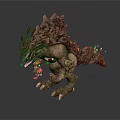 Game Fantasy Monster Character Design With Rock Like Shell And Glowing Green Elements 3d model