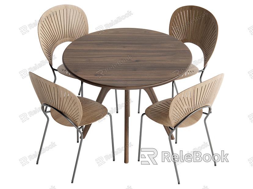 Middle style dining table and chair combination model