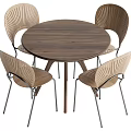 Middle style dining table and chair combination 3d model