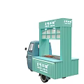 Green Mobile Food Truck With Open Selling Window And Signboard For Street Snacks