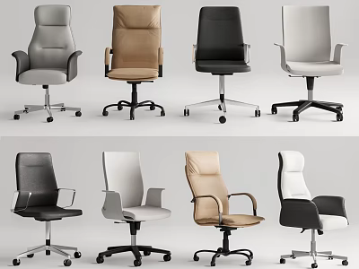 Various Styles Office Chairs In Different Colors For Modern Workspace Design 3d model