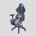 Black And Blue Ergonomic Gaming Chair With Adjustable High Back Armrests And Swivel Casters