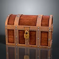 Vintage Wooden Chest With Metal Straps Brass Lock And Decorative Nails