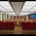 Courtroom Interior With Judge's Bench Jury Seats Wooden Furnishings And Ceiling Lights