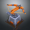 Ancient Ballista Siege Equipment With Stone Base And Wooden Bow Arms
