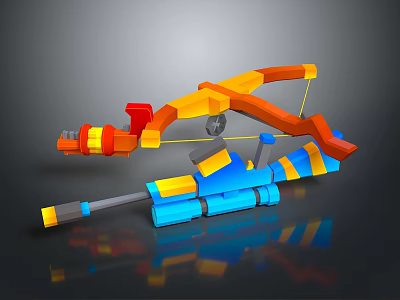 Colorful 3D Model Weapon With Orange Red Blue Yellow Components And Combined Structure 3d model