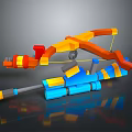 Colorful 3D Model Weapon With Orange Red Blue Yellow Components And Combined Structure