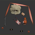 Construction Site With Orange Safety Fence Sand Red Wheelbarrow Concrete Mixer Traffic Cones Road Barriers
