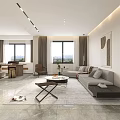 Minimalist Living and Dining Room Interior With Sofa Coffee Table Dining Set And Window View