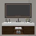 Bathroom Vanity Cabinet with Marble Countertop LED Lighted Mirror Toiletries Drawers and Open Shelf