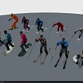 People in Colorful Winter Gear Practicing Skiing and Snowboarding Activities Outdoors